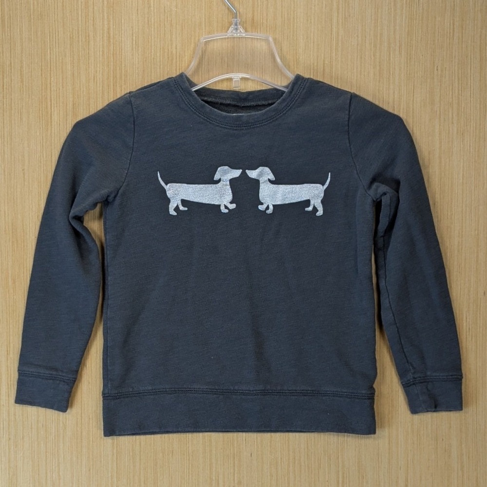 Crewcuts J Crew Kids Gray Dachshund Dog Sweatshirt Size 8 Cotton Cozy